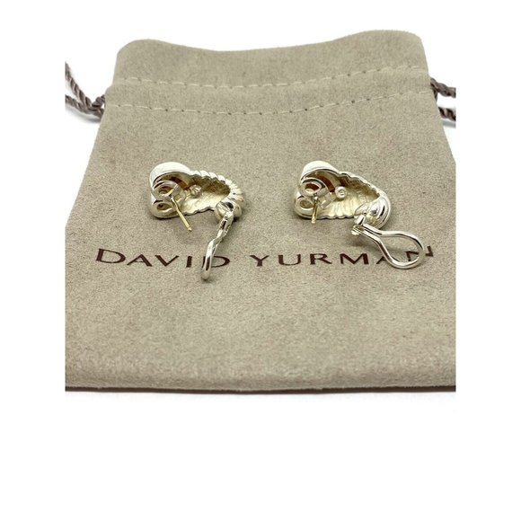 David Yurman Heart Citrine Shrimp Sterling Silver 14K Gold French Clip Earrings - Picture 11 of 12